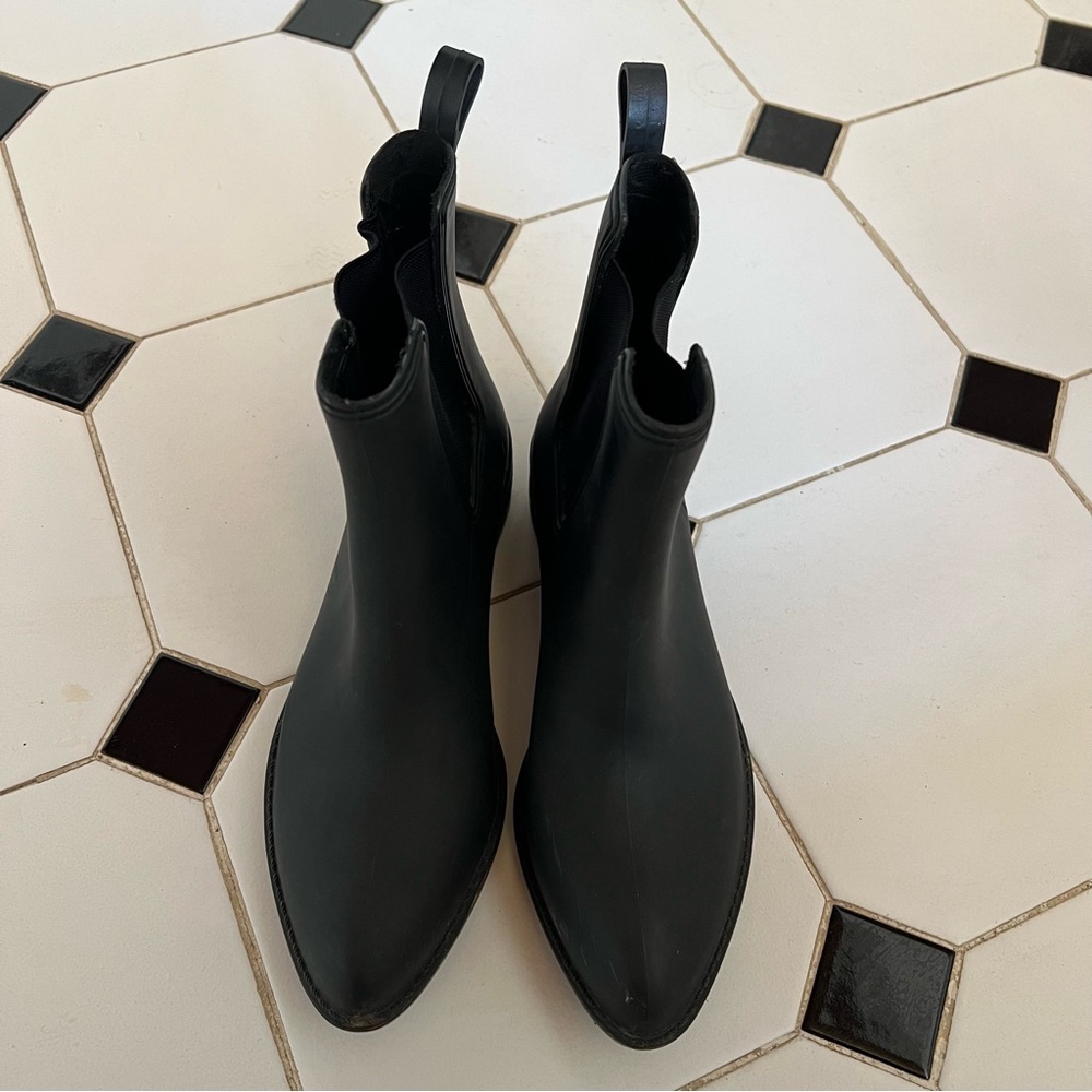 Jeffrey Campbell “Stormy” Ankle Rain Boot Matte Black